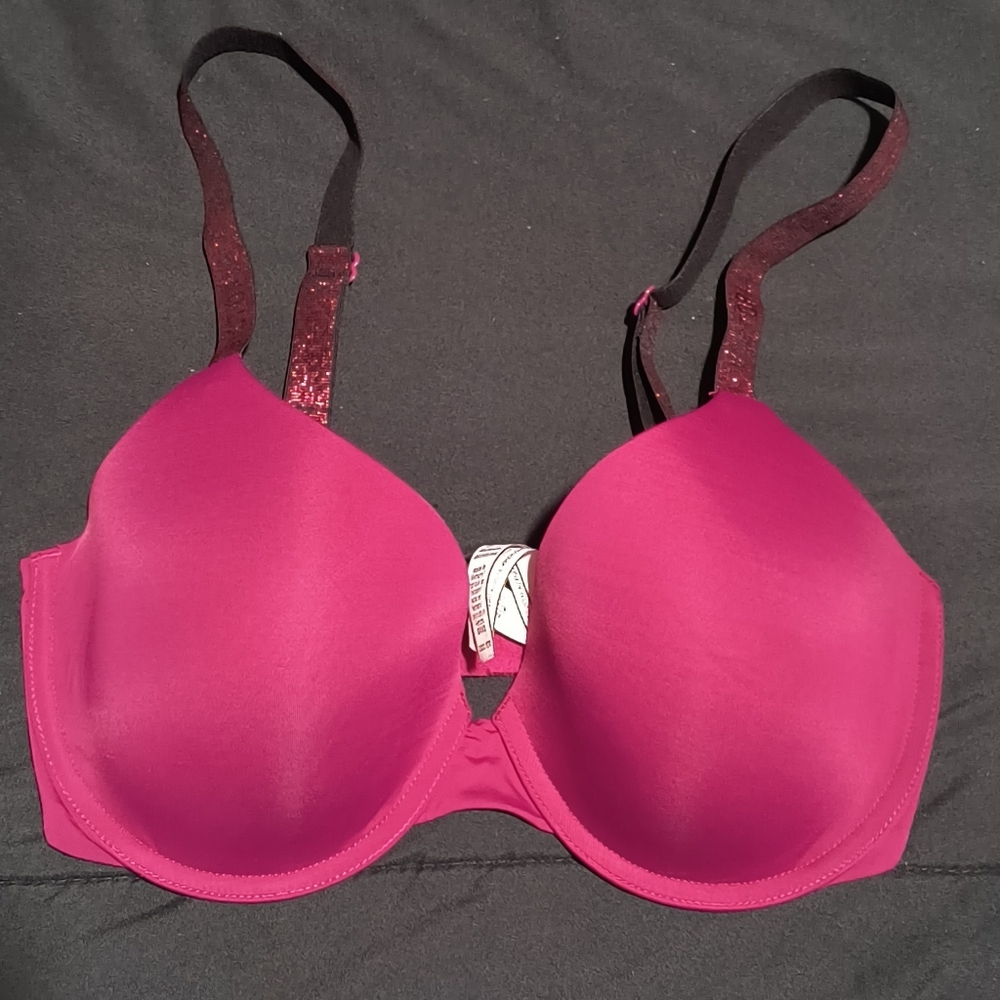 Victorias Secret Women's Maroon Red Bra Size 32DD Wing Lining Lightly Lined Demi
